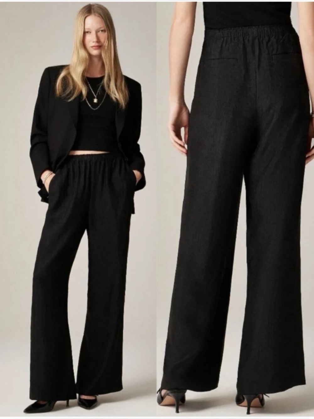J. CREW Stratus Pant in Textured Black Satin size Large